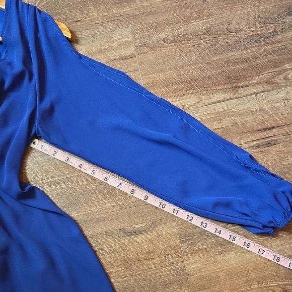 Mittoshop Blue High Low Dress With Cutout Long Sleeve Cold Shoulder Size Small - Picture 13 of 14